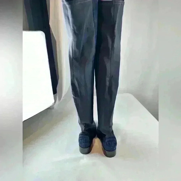 TORY BURCH CAITLIN Blue Suede Over Knee Boots (Size 5) - Picture 7 of 8